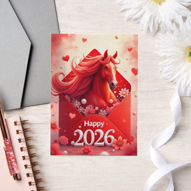 Invitations En Vélin Année du cheval 2026 (Mariage)