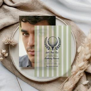 Invitations En Vélin Anniversaire de golf Prépa Navy & Pastel Sage Vint
