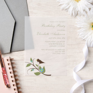 Invitations En Vélin Anniversaire d'oiseau