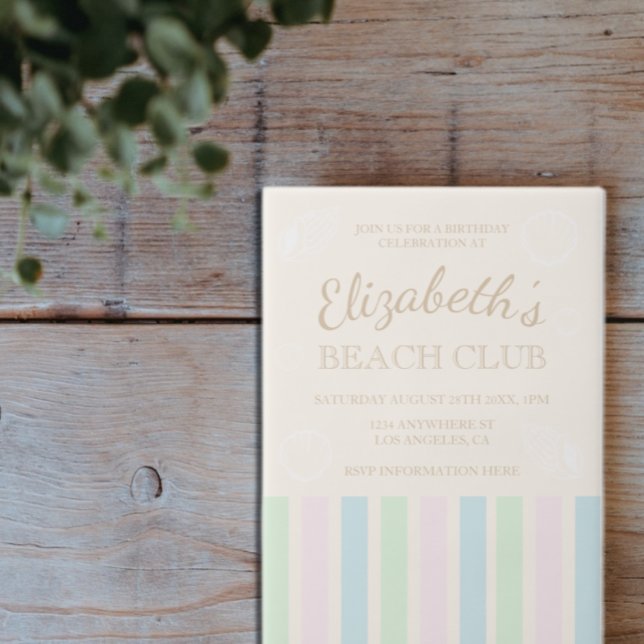 Invitations En Vélin Anniversaire du Beach Club (Créateur téléchargé)