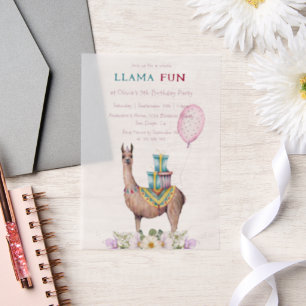 Invitations En Vélin Anniversaire Llama