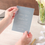 Invitations En Vélin Antonia Powder Blue Mariage élégant<br><div class="desc">Invitations de mariage élégantes avec un design simple avec des polices de script et de serif.</div>