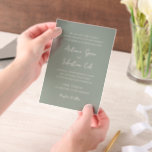 Invitations En Vélin Antonia Sage Green Mariage élégant<br><div class="desc">Invitations de mariage élégantes avec un design simple avec des polices de script et de serif.</div>