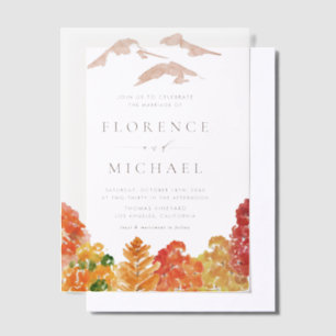 Invitations En Vélin Aquarelle Automne Bois Mariage de automne