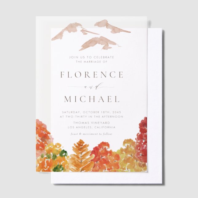 Invitations En Vélin Aquarelle Automne Bois Mariage de automne (Compenser)