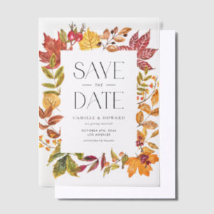 Invitations En Vélin Aquarelle Automne Feuilles cadre automne Enregistr
