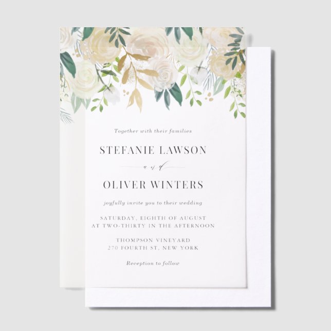 Invitations En Vélin Aquarelle bleue Hydrangea Hiver Floral Mariage (Compenser)