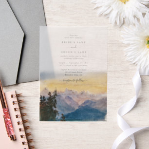Invitations En Vélin Aquarelle Blue Mountains Pine Mariage
