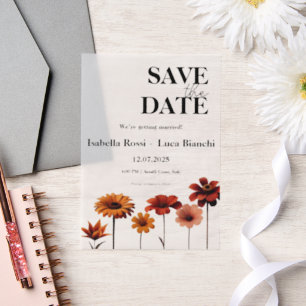 Invitations En Vélin Aquarelle Floral Gras Rouge & Orange Couleur couch