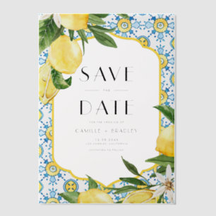Invitations En Vélin Aquarelle Lemon Méditerranée Enregistrer la date
