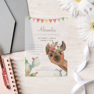 Invitations En Vélin Aquarelle Llama Anniversaire