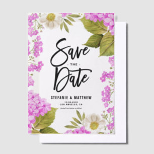 Invitations En Vélin Aquarelle Magenta Hydrangea Floral Enregistrer La
