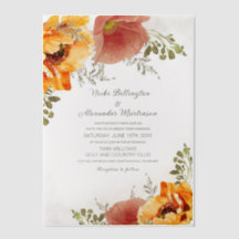 Aquarelle orange brûlé. Mariage floral d'automne