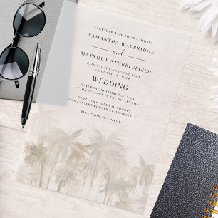 Invitations En Vélin Aquarelle Palm Trees Plage tropicale Mariage
