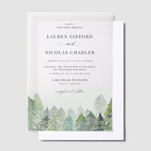 Invitations En Vélin Aquarelle Snowy Woodland Mariage d'hiver