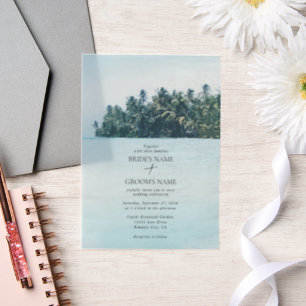 Invitations En Vélin Aquarelle tropicale Palms & Mariage de plage