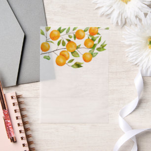 Invitations En Vélin Arbre fruitier à orange aquarelle