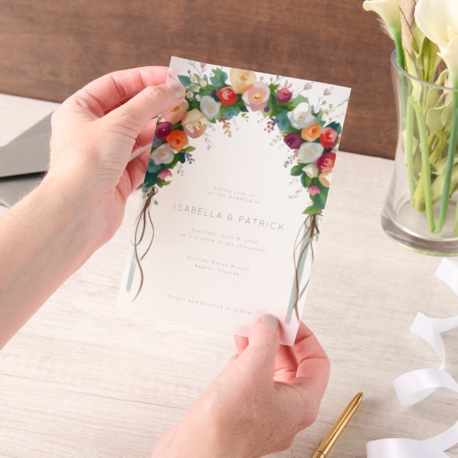 Invitations En Vélin Arc floral pastel romantique (Ordinateur de poche)