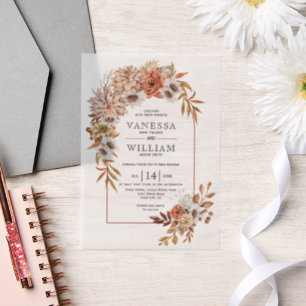 Invitations En Vélin Arche avec mariage de automne d'arrangement fleur 