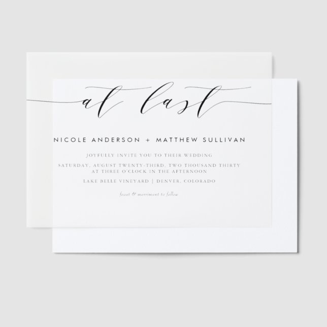 Invitations En Vélin At Last Black Minimum Script Wedding (Compenser)