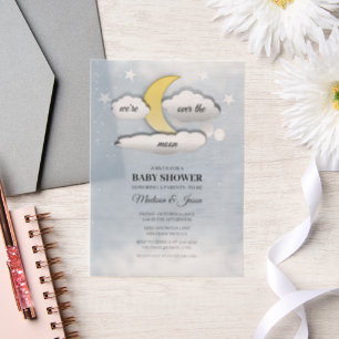 Invitations En Vélin Au-dessus du Baby shower des nuages et des étoiles