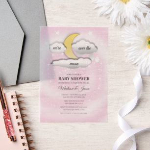 Invitations En Vélin Au-dessus du Baby shower nuages et étoiles de la L