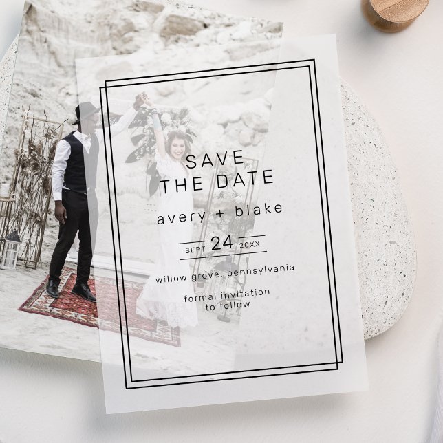 Invitations En Vélin AVERY Modern Minimalist Wedding Enregistrer la dat (AVERY Modern Minimalist Wedding Save the Date Vellum Invitations)