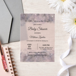 Invitations En Vélin Baby shower céleste Aquarelle rose Bébé Fille