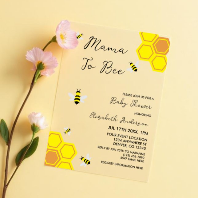 Invitations En Vélin Baby shower d'abeilles (Créateur téléchargé)