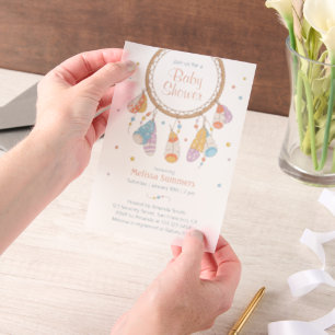 Invitations En Vélin Baby shower de Boho Tribal Dreamcatcher