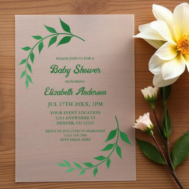 Invitations En Vélin Baby Shower de verdure chic (Créateur téléchargé)