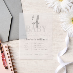 Invitations En Vélin Baby shower Hello minimaliste moderne