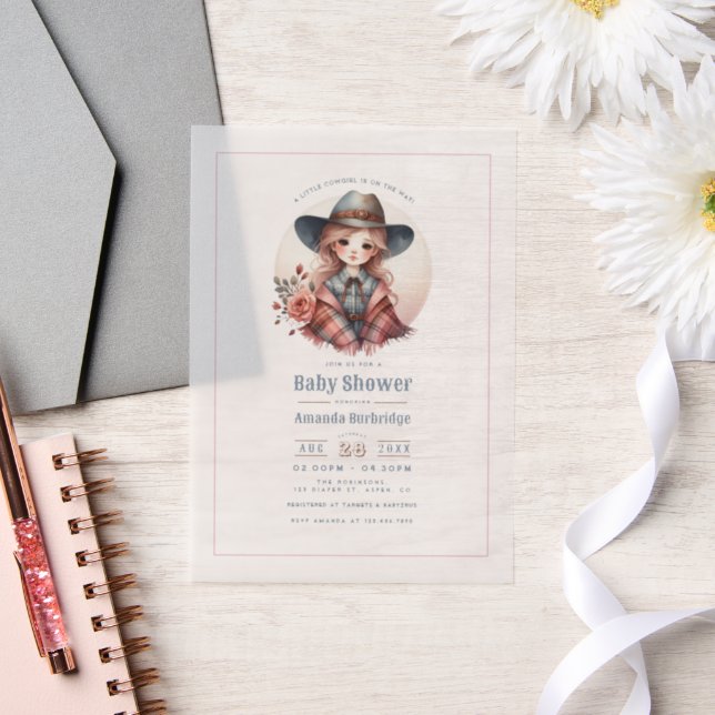 Invitations En Vélin Baby shower rustique Western Little Cowgirl (Mariage)