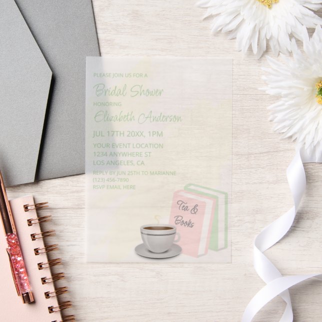 Invitations En Vélin Baby Shower Thé & Livres (Mariage)