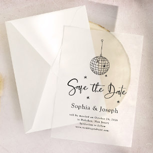 Invitations En Vélin Bal Disco Élégant   "Save the date" pour mariage