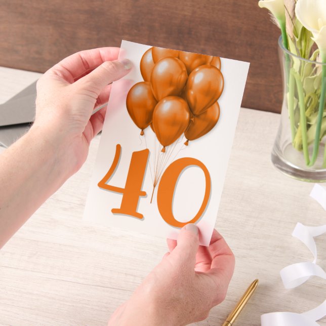 Invitations En Vélin Balloons d'anniversaire Orange Party Overlay (Ordinateur de poche)