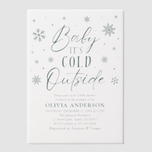 Invitations En Vélin Bébé Flocon de Neige Vert Il Fait Froid Dehors Bab