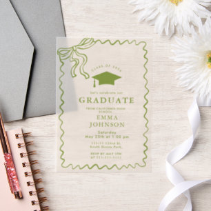 Invitations En Vélin Beige Simple Line Doodles Graduation Party