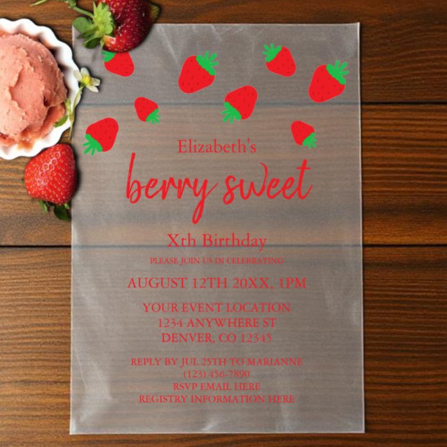 Invitations En Vélin Berry Sweet Anniversaire (Créateur téléchargé)