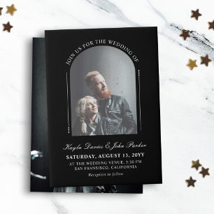 Invitations En Vélin Black Arch Peekaboo Mariage informel