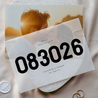 Invitations En Vélin Black Bold Simple Modern Big ENREGISTRER LA DATE