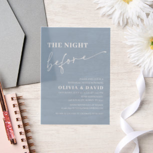 Invitations En Vélin Bleu Doux La Nuit Avant Le Dîner De Répétition