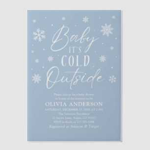 Invitations En Vélin Bleu Snowflakes Baby Il fait froid dehors Baby sho