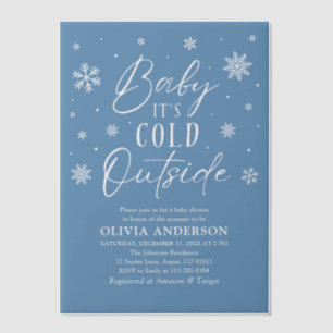 Invitations En Vélin Bleu Snowflakes Baby Il fait froid dehors Baby sho