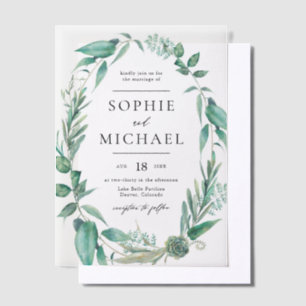 Invitations En Vélin Boho Aquarelle Verdure et Mariage Succulents