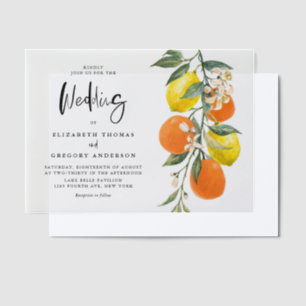Invitations En Vélin Boho Botanique Citrons et Oranges Garland Mariage