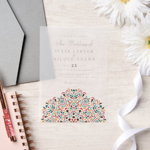 Invitations En Vélin Boho Ethnique Accent Botanique Mandala