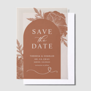 Invitations En Vélin Boho Floral Line Art Terracotta Arch Enregistrer L