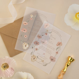 Invitations En Vélin Boho Islandais Aquarelle Islande Poppy Fleurs