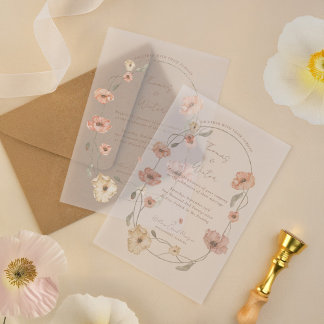 Invitations En Vélin Boho Islandais Aquarelle Islande Poppy Fleurs